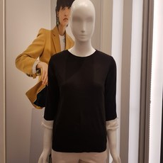 나이스클랍 칠부소매 배색 니트 A192PWK301