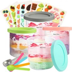 닌자용 크리미 핀트 및 뚜껑 4팩 용기 컵 닌자 NC301 NC300 NC299와 호환되는 아이스크림 메이커AMZ 시리즈 액세서리 식기 세척기 사용 가능, 닌자용 크리미 핀트 및 뚜껑 4팩 용기 컵 닌자 NC3, 1개