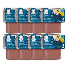 Gerber 2nd Foods Banana & Mixed Berry 거버 퓨레 2단계 바나나 믹스베리 113g 2개입 8팩, 혼합맛(바나나/믹스베리), 8개