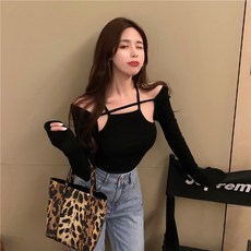 베이비윙 캐미솔세트 가을 여성 눈길을 끄는 숏 롱슬리브티 상의 탱크탑 이너 크롭탑 끈나시 스타일리쉬 커버