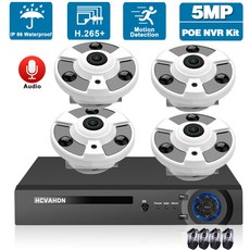영어 설명서 4채널 CCTV 실외 카메라 키트 4개 카메라 5MP 실외 방수 POE IP 돔 안전 모니터링 카메라 시스템 그룹 4CH NVR 4K, 없다, 미국 플러그, 1개