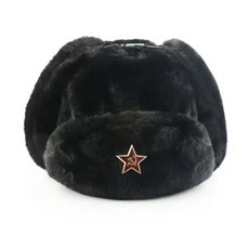 SupSindy 소련 배지 Ushanka 남자 & 여자 폭격기 모자 CCCP 육군 파일럿 사냥꾼 기병 모자 겨울 가짜 토끼 모피 귀 플랩 스노우 캡