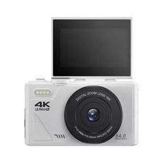 사진 촬영용 4K 카메라 64MP 18X 디지털 줌 비디오 브이로그 캠코더 유튜브 블로그 3 인치 플립 스크린 셀카 웹캠 카메라, 7) white-standard - 16G Card, 1개
