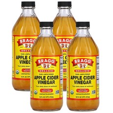 브래그 식초 BRAGG 유기농 애플 사이다 사과식초 애사비 473ml 4팩 169727, 4개