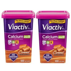 Viactiv 바이엑티브 D3 칼슘 플러스 비타민 D3 카라멜맛 100츄어블 2개