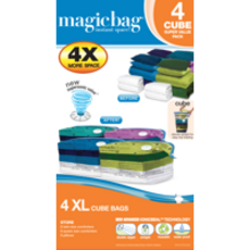 MagicBag Cube 즉각적인 공간 절약 스토리지 - 오버사이즈 - 듀얼 지퍼 - 4피스