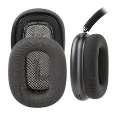  Earrock 에어팟 맥스 헤드폰용 업그레이드 이어 쿠션 패드 내부 젤 통기성 좋은 메시 원단 및 강력한 자석 탁월한 소음 차단 라이트 그레이 애시, Black_Lambskin Leather 