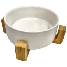 木架陶瓷碗, 白色(小), 適用於貓咪、狗狗, 1個
