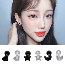 걸핀스 [PC596]실리콘(하트 별 달) 피어싱 투명피어싱