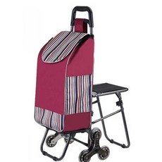 부엉이의자카트 접이식 계단 노인 바퀴달린 의자, 1개, 베어링 크리스탈 휠 빨간색 줄무늬 벨트 의자