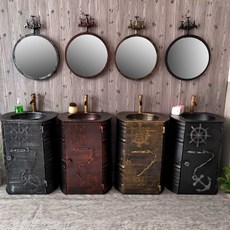 스탠딩세면대 카페 술집 PC방 펜션 스탠딩 디자인 통, 레드 구리 빈티지 세면대