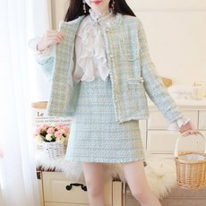 kirahosi 빈티지 트위드 투피스 세트 오피스룩 여성 자켓 스커트 635호+덧신증정 CO96l2za