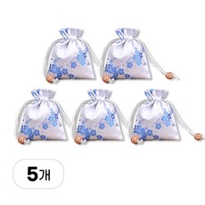 매화무늬 미니 복주머니 흰색, 5개