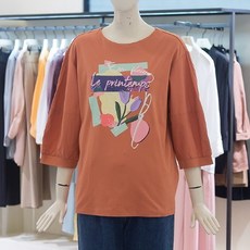 씨씨콜렉트 20FW 우븐소매 프린트 티셔츠 C203PSM022
