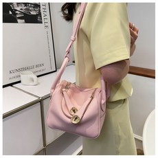 여성 인조가죽 버킷백 크로스백 핑크