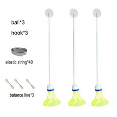배드민턴 리턴콕 트레이닝 셀프 용품 부메랑 셔틀콕 트레이너 휴대용 연습 전문 훈련 도구 리바운드용 (조명 X 꼭 참고), windproof-3 ball set