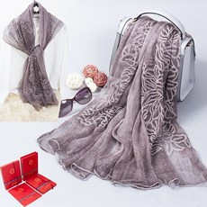 레이스 펀칭 여성 겨울 비단스카프 직사각형 u활용성굿 쁘띠스카프, 기본