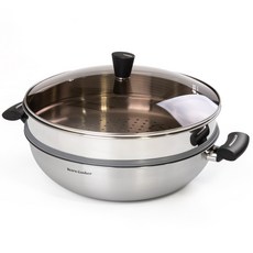키친아트 인덕션 포스코 스텐 레트로 쿠커 궁중찜냄비 + 찜판 세트, 30cm, 1세트