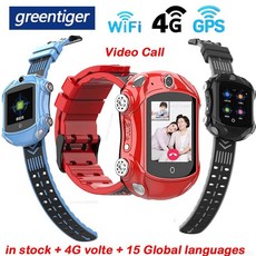 Greentiger DF53 스마트 워치 아이 4G Volte 추적자 SOS 영상 전화 IP67 방수 아기 Wifi GPS 위치 Smartwatch 대 A36E Y95|스마트, 1개, CHINA, orange