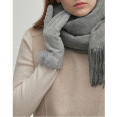 HAZZYS ACC 19FW 헤지스 악세서리 여성 HIGV9F008G1 라이트그레이 밍크 퍼 퍼피로고 장식 스마트폰 터치 장갑_Z6L8