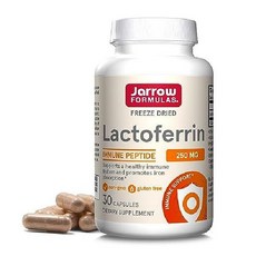 누리네 Jarrow Formulas 락토페린 250 mg - 면역 지원 당단백질 건강한 체계 및 철분 흡수 동결 건조 글루텐 무함유 유전자 변형 성분 30 캡슐 (서빙) No.18, 30인분 (1팩)