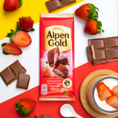Alpen Gold молочный шоколад с клубничным йогуртом 80 г, 1 шт.