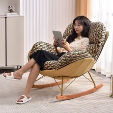 Veloce 흔들의자 고급 안락 리클라이너 1인쇼파 스윙체어 수유의자 휴식 베란다의자, 8.오렌지+스툴