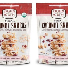 Creative Snacks Co 유기농 코코넛 크랜베리와 견과류 스낵 12oz X 2팩, 1세트