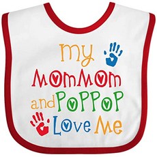 잉크 타악한 엄마와 Poppop 나는 나를 사랑한다 아기 턱받이 화이트 레드 (White／Red), White／Red, White／Red