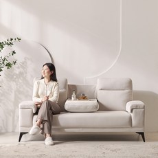 동서가구 소이 룬드 다기능 3인용 패브릭 소파 YFN001, 화이트