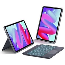 Inateck iPad Air 5/4 Pro 11 블루투스 키보드 케이스 7색 백라이트 터치패드 분리형 그레이 KB04111-G-US