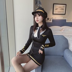 COSTREY 할로윈 코스튬 스튜어디스 승무원 유니폼