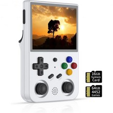 RG353V 레트로 핸드헬드 게임 콘솔 3.5 IPS 화면 Android Linux 듀얼 시스템 RK3566 64비트 WiFi 블루투스 비디오 플레이어 프리인스톨 4452 게임, DXR-RG353V-White