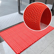 모모이츠 미끄럼 방지 고무 발판 업소용 출입구 발 매트, 120x80, 1개, B.격자형 규격 매트 레드