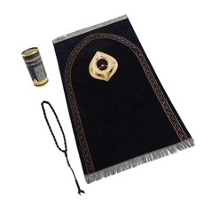 포켓 매트 휴대용 기도 매트 러그 무슬림 이슬람 기도 매트 상자 예배용, Black stone barrel