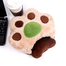 아기곰 손바닥 USB 온열 마우스 패드, 다크브라운