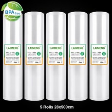 LAIMENG 5 Rolls/Lot 28cm * 500cm 진공 포장기 용 진공 포장기 진공 실러 가방 진공 포장용 보관 가방 R117|vacuum packaging|food, 단일, 1개, 러시아