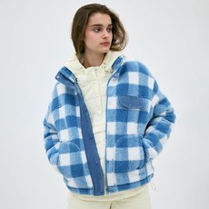 클로브 24FW clove Gingham Boa Fleece Jacket (Blue)