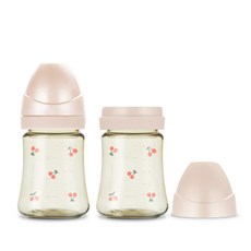 그로미미 체리쉬 PPSU 젖병 트윈팩 200ml, 로즈골드, 노꼭지