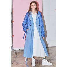 노앙 DETACHABLE TRENCH-COAT STRIPE-BLUE