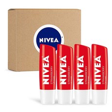 니베아 NIVEA 스트로베리 립 케어 아름답고 부드러운 입술을 위한 틴트 립밤 4.8g (4개입)