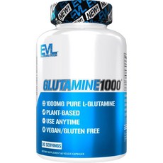 Evlution 엘 글루타민 1000mg 비건 60베지캡슐 30일분, 1개, 60정
