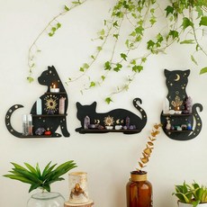 Artilady 고양이 크리스탈 아틸레이디 선반 디스플레이 할로윈 벽 침실 장식용 3PCS 블랙 귀여운 플로팅 크리스탈과 돌 마녀 방 장식 선물 ... 애호가를위한 Q17003, 3 Pcs Cat