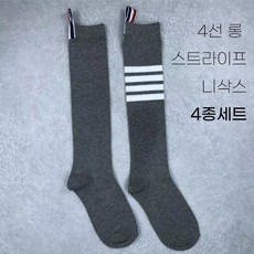 4선 스트라이프 롱 니삭스 스쿨룩 골프 요가 양말 4종세트