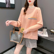 위쿱스토어 스웨터니트이너셔츠 풀오버 긴 소매 여성 겨울 가을 와이드 루즈핏 롤업 칼라 상의 핏아우터