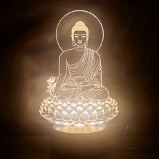 불교 부처님 LED 인테리어 무드등 집들이 선물, 투명