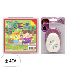 포코스 ReZo 모양펀치 R-36 + 종이나라 양면 색종이 10종 x 10p + 케이스, 4세트, 단풍잎