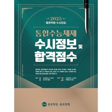 종로학원 통합수능체제 수시정보 및 합격점수 : 2025 수시 모집