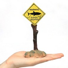 송진 어항 장식 인공 상어 경고 표지판 배경 조경, 1개, 1.Yellow warning s..