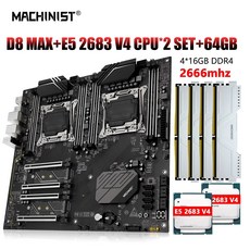 MACHINIST X99 마더보드 세트 LGA 2011-3 키트 Xeon CPU E5 2683 v4 듀얼 프로세서 DDR4 4*16GB 2666MHz